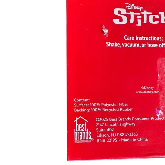 Disney stitch Christmas happy holidays blue rubber doormat rug 18x30 NWT - Picture 4 of 5